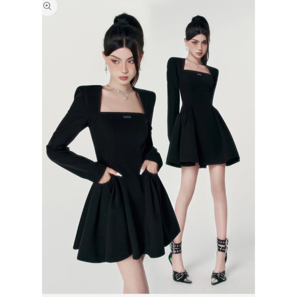 Vock Dress Size Medium Black Long-Sleeve Mini Grunge Goth Steampunk Party LBD